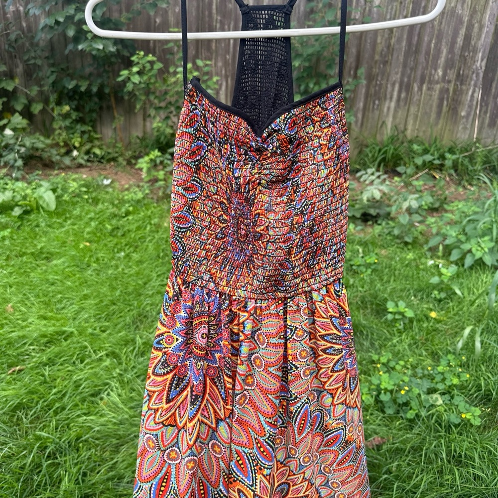 Colorful Patterned Halter Dress